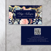 Roos Bloemenagaat Gouden Glitter QR Code Visitekaartje