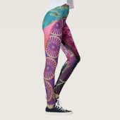 Roos bloemenboho paarse roze blauwgroen goud leggings (Rechts)