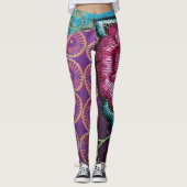 Roos bloemenboho paarse roze blauwgroen goud leggings (Voorkant)