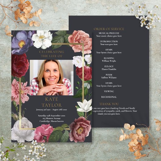 Roos Bloemendienst Foto Order Of Service Programmakaart