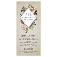  Roos Bloemengroen Bruiloft Menu Kaarten