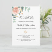 Roos bloemengroen roze gelofte vernieuwing bruilof kaart (Staand voorkant)