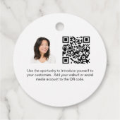 Roos bloemenmonogram naam bedrijf QR foto label (Achterkant)