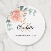 Roos bloemenmonogram naam bedrijf QR foto label (Voorkant)