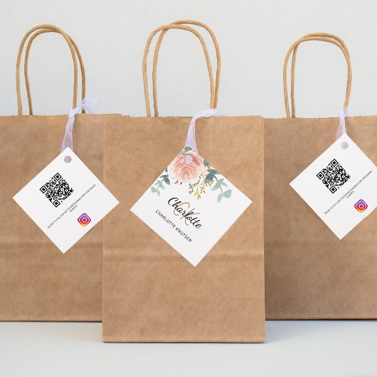 Roos bloemenmonogram zakelijk QR Instagram label