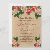 roos bloemenoud papier Save the Date Kaart (Voorkant)