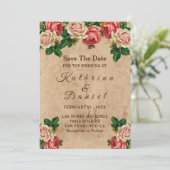 roos bloemenoud papier Save the Date Kaart (Staand voorkant)