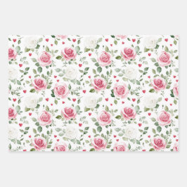 Roos Bloemhartjes Bruidsmeisje Feest Inpakpapier Vel