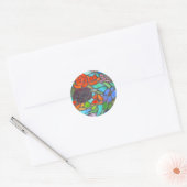 Roos Bloemig Gebrandschilderd Rond Sticker (Envelop)