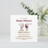 Roos Bloemige E 21e Verjaardagsfeestje Kaart (Staand voorkant)