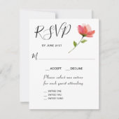 Roos Bloemige Elegante 3 Gang RSVP-reactiekaart RSVP Kaartje (Voorkant)