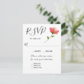 Roos Bloemige Elegante 3 Hoofdgerecht RSVP Reactie (Staand voorkant)