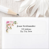 Roos bloemige eucalyptus bloem Retouradreslabel Etiket (Insitu)