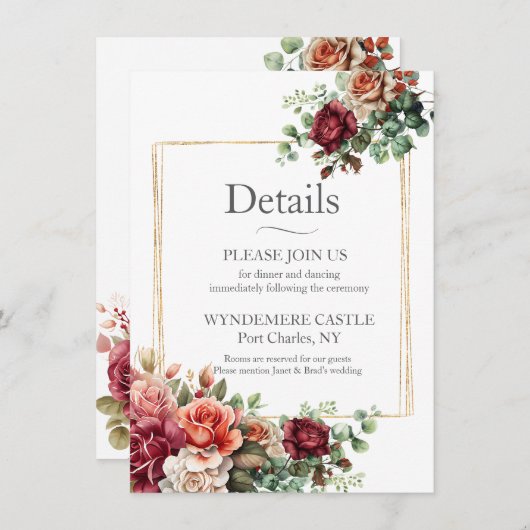 Roos Bloemige Eucalyptus Informatiekaartje (Voorkant / Achterkant)