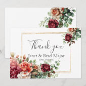 Roos Bloemige Eucalyptus Trouw Dank Je Bedankkaart (Voorkant / Achterkant)