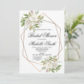 Roos Bloemige Geometrische Trouwfeest Uitnodiging (Staand voorkant)