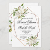 Roos Bloemige Geometrische Trouwfeest Uitnodiging (Voorkant / Achterkant)