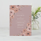 Roos Bloemige Whimsy Bruiloft Kaart (Staand voorkant)