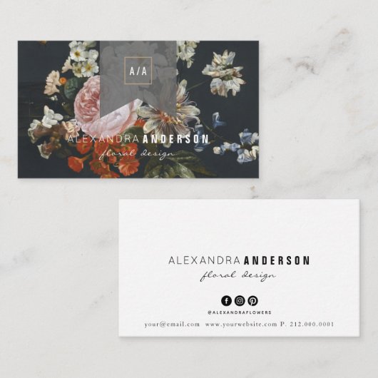  Roos Bloemlint Zwart Visitekaartje (Voorkant / Achterkant)