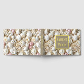 Roos bloemmotief gouden roze folie gastenboek (Volledig)