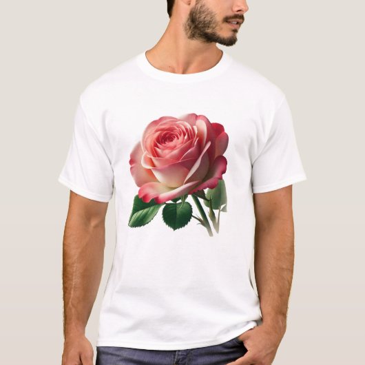 Roos bloemontwerp t-shirt (Voorkant)