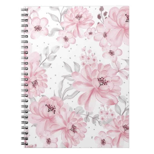 Roos bloempatroon notitieboek (Voorkant)