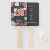 Roos Bloemrijke Rouwfoto Order Of Service Programm Handwaaier (Voorkant en achterkant)
