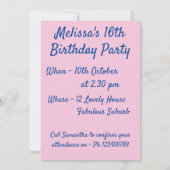 Roos Bloemroze uitnodiging voor kindermeisjes (Achterkant)