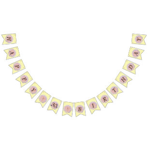 Roos bloesem / roze & geel / 30e verjaardag vlaggetjes