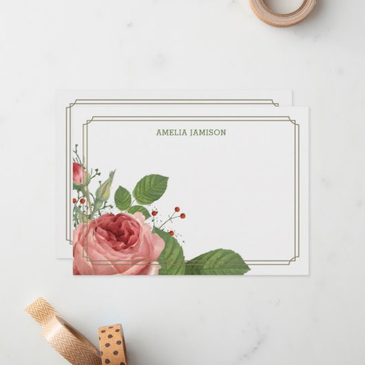 Roos Bloom - Aangepaste briefkaarten voor schrijfp (Voorkant / Achterkant in situ)