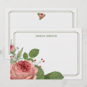 Roos Bloom - Aangepaste briefkaarten voor schrijfp (Voorkant / Achterkant)