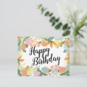 Roos Bloom Clover Happy Birthday Briefkaart (Staand voorkant)
