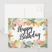 Roos Bloom Clover Happy Birthday Briefkaart (Voorkant / Achterkant)