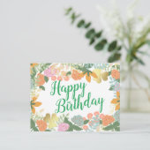 Roos Bloom Clover Happy Birthday Briefkaart (Staand voorkant)