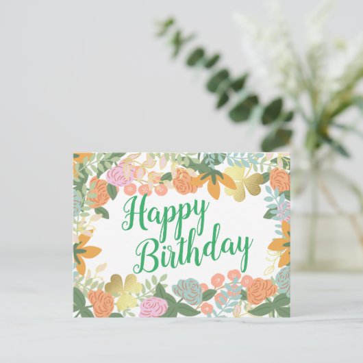 Roos Bloom Clover Happy Birthday Briefkaart (Staand voorkant)
