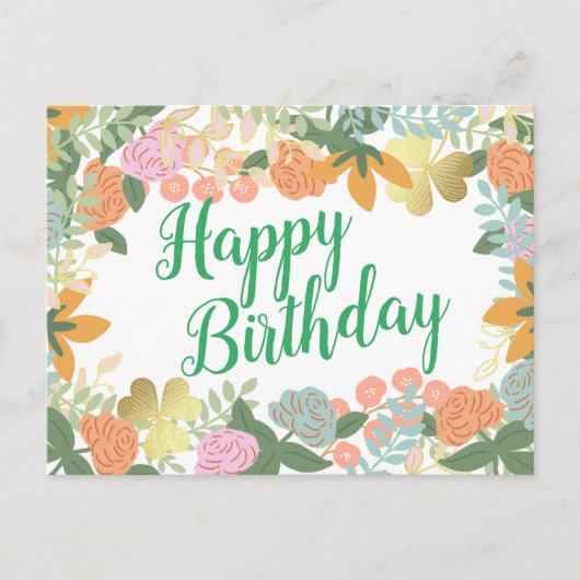 Roos Bloom Clover Happy Birthday Briefkaart (Voorkant)