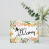 Roos Bloom Clover Happy Jubileum Briefkaart (Staand voorkant)