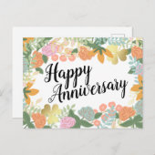 Roos Bloom Clover Happy Jubileum Briefkaart (Voorkant / Achterkant)