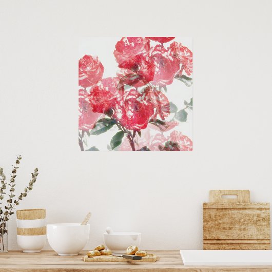 Roos Bloom Illusion Art Poster (Keuken)