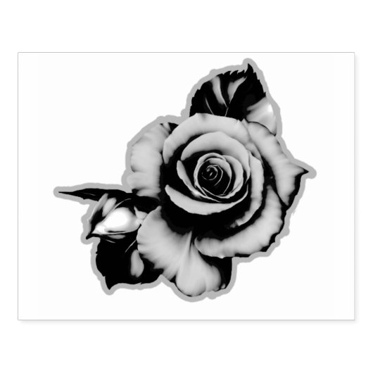 Roos Bloom Wood Handle Rubberstempel (Afrduk)