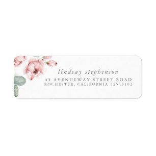 Roos Blooms Elegant Waterverf Etiket