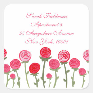 Roos Blooms Witte Naam Adres Label Sticker