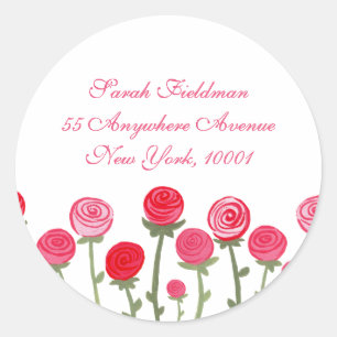 Roos Blooms Witte Naam Adres Label Sticker