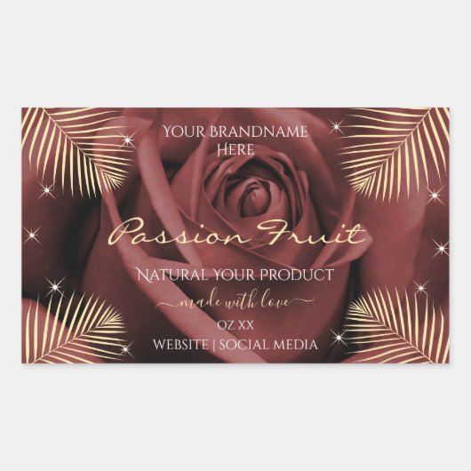 Roos Blossom Palm Leaves Product Labels (Voorkant)