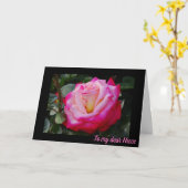 Roos Blossom / Rood en Wit / Nichtje Verjaardag Kaart (Gele Bloem)