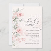Roos Blozen Roze Baby Shower Kaart (Voorkant)