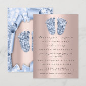 Roos Blue Baby shower Feet Boy Glitter Kaart (Voorkant / Achterkant)
