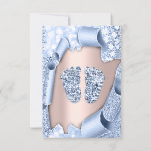 Roos Blue Baby shower Feet Boy Glitter Kaart