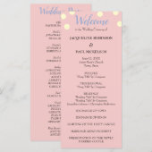 Roos Blue Cream Polka Dots Wedding Programme Programmakaart (Voorkant / Achterkant)