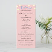 Roos Blue Cream Polka Dots Wedding Programme Programmakaart (Staand voorkant)